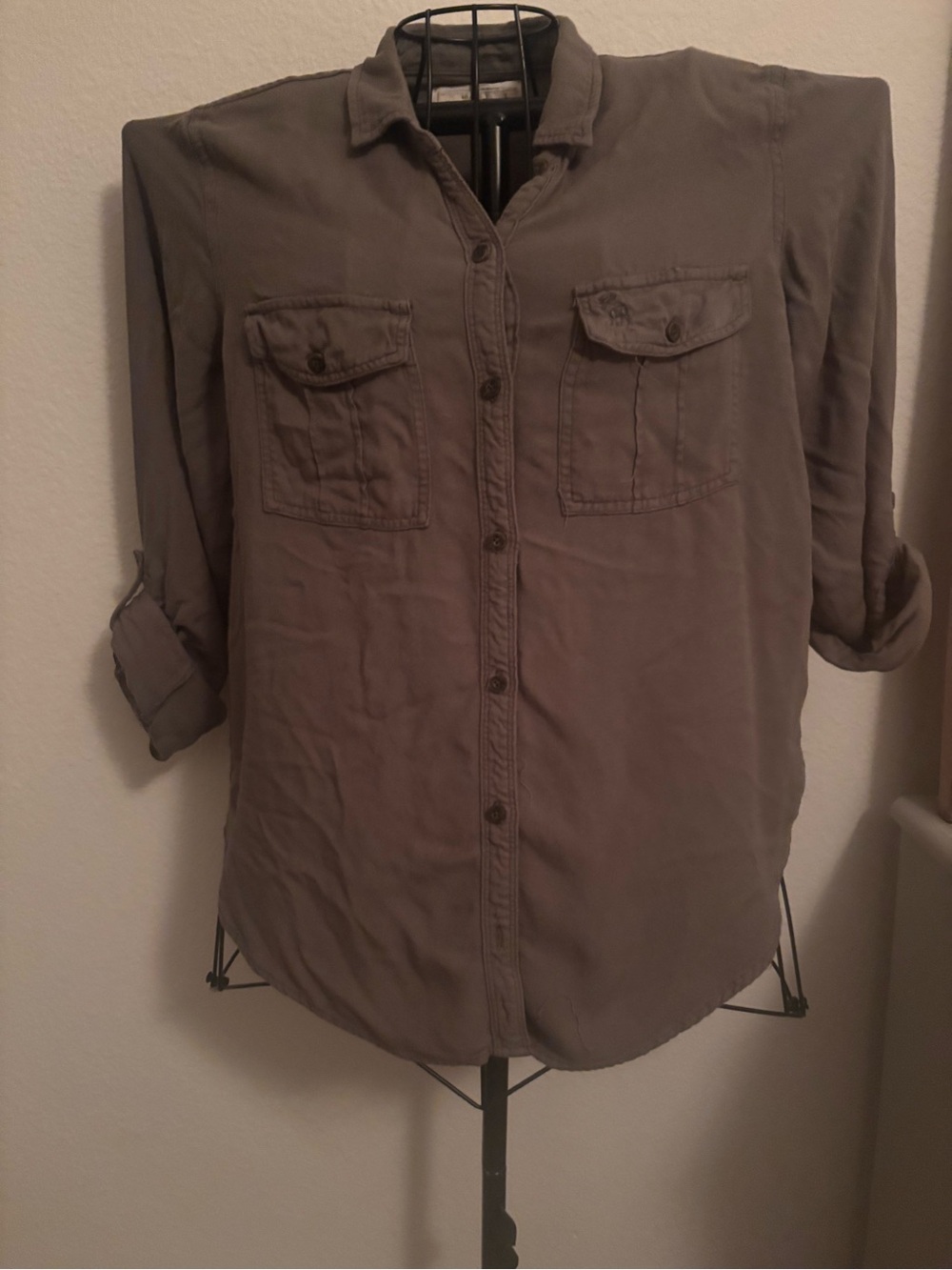 Abercrombie & Fitch Button Down Utility Shirt in Hunter Green Size Small